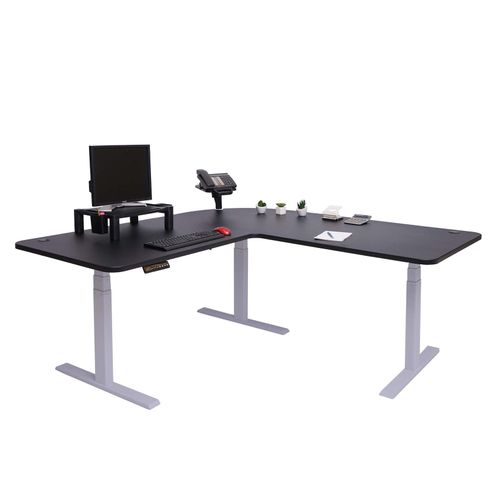 4057651434131 - Eck-Schreibtisch MCW-D40 Bürotisch Computertisch elektrisch höhenverstellbar 178x178cm 84kg MVG ~ schwarz grau 4057651434131 - Eck-Schreibtisch MCW-D40 Bürotisch Computertisch elektrisch höhenverstellbar 178x178cm 84kg MVG ~ schwarz grau