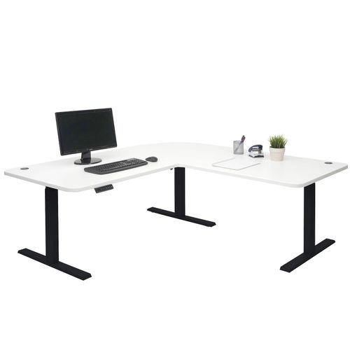 4057651434056 - Eck-Schreibtisch MCW-D40 Bürotisch Computertisch elektrisch höhenverstellbar 178x178cm 84kg MVG ~ weiß schwarz 4057651434056 - Eck-Schreibtisch MCW-D40 Bürotisch Computertisch elektrisch höhenverstellbar 178x178cm 84kg MVG ~ weiß schwarz