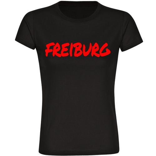 4068859507459 - multifanshop Damen T-Shirt - Freiburg - Textmarker - Druck rot - Frauen