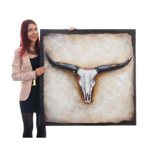 4057651057606 - Wandbild Stier 100% handgemaltes Ölgemälde Gemälde XL 100x100cm 4057651057606 - Wandbild Stier 100% handgemaltes Ölgemälde Gemälde XL 100x100cm