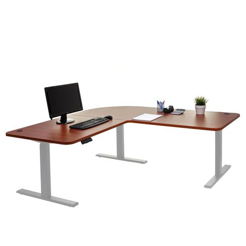 4057651434094 - Eck-Schreibtisch MCW-D40 Bürotisch Computertisch elektrisch höhenverstellbar 178x178cm 84kg MVG ~ natur grau