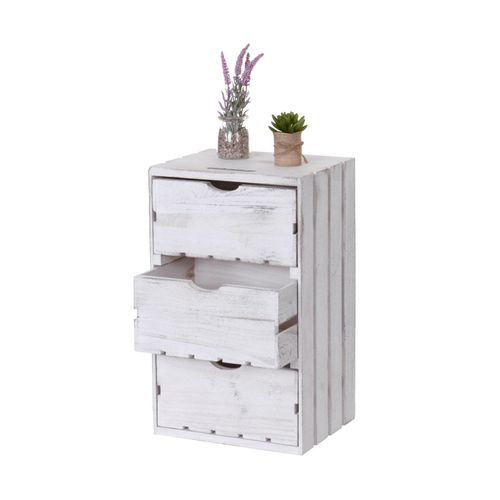 4057651247946 - Kommode MCW-C62 Schubladenkommode Holzkiste Shabby-Look Vintage 3 Schubladen 53x32x26cm ~ weiß 4057651247946 - Kommode MCW-C62 Schubladenkommode Holzkiste Shabby-Look Vintage 3 Schubladen 53x32x26cm ~ weiß