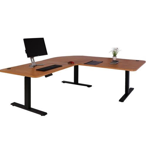 4057651487526 - Eck-Schreibtisch MCW-D40 Computertisch elektrisch höhenverstellbar 178x178cm 84kg MVG ~ braun Struktur schwarz 4057651487526 - Eck-Schreibtisch MCW-D40 Computertisch elektrisch höhenverstellbar 178x178cm 84kg MVG ~ braun Struktur schwarz