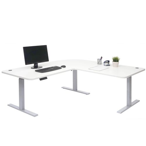 4057651256573 - Eck-Schreibtisch MCW-D40 Bürotisch Computertisch elektrisch höhenverstellbar 178x178cm 84kg MVG ~ weiß grau 4057651256573 - Eck-Schreibtisch MCW-D40 Bürotisch Computertisch elektrisch höhenverstellbar 178x178cm 84kg MVG ~ weiß grau