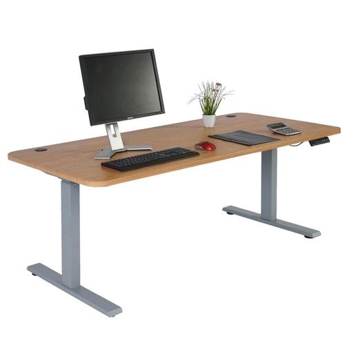 4057651511504 - Schreibtisch MCW-D40 Computertisch elektrisch höhenverstellbar 160x80cm 53kg MVG ~ braun Struktur grau 4057651511504 - Schreibtisch MCW-D40 Computertisch elektrisch höhenverstellbar 160x80cm 53kg MVG ~ braun Struktur grau