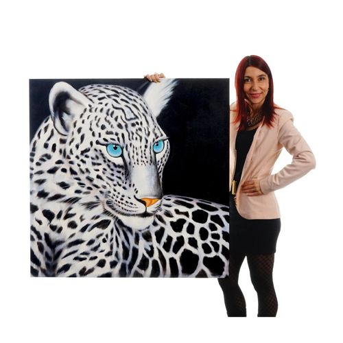 4057651057514 - Wandbild Weißer Leopard 100% handgemaltes Ölgemälde Gemälde XL 100x100cm 4057651057514 - Wandbild Weißer Leopard 100% handgemaltes Ölgemälde Gemälde XL 100x100cm