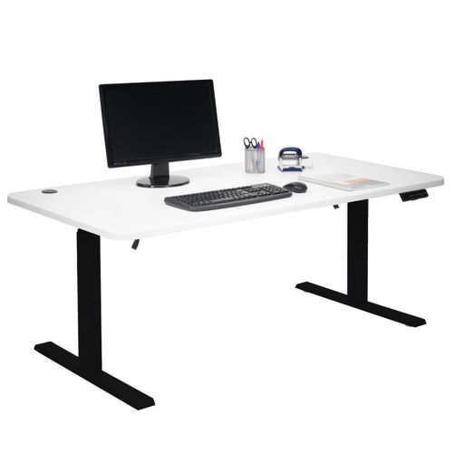 4057651434261 - Schreibtisch MCW-D40 Computertisch elektrisch höhenverstellbar 160x80cm 53kg MVG ~ weiß schwarz 4057651434261 - Schreibtisch MCW-D40 Computertisch elektrisch höhenverstellbar 160x80cm 53kg MVG ~ weiß schwarz