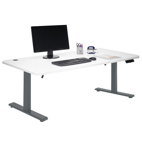 4057651509808 - Schreibtisch MCW-D40 Computertisch elektrisch höhenverstellbar 160x80cm 53kg MVG ~ weiß anthrazit-grau