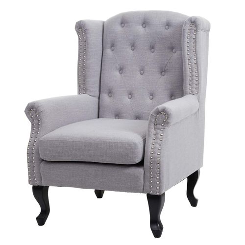 4057651315638 - Sessel Chesterfield Oxford Relaxsessel Clubsessel Ohrensessel wasserabweisend Stoff Textil ~ grau ohne Ottomane 4057651315638 - Sessel Chesterfield Oxford Relaxsessel Clubsessel Ohrensessel wasserabweisend Stoff Textil ~ grau ohne Ottomane