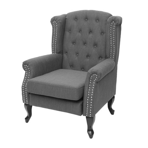 4057651527253 - Sessel Chesterfield Oxford Relaxsessel Clubsessel Ohrensessel wasserabweisend Stoff Textil ~ dunkelgrau ohne Ottomane 4057651527253 - Sessel Chesterfield Oxford Relaxsessel Clubsessel Ohrensessel wasserabweisend Stoff Textil ~ dunkelgrau ohne Ottomane