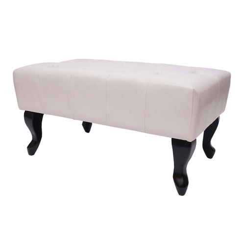 4057651518404 - Ottomane Chesterfield Oxford Sitzhocker Fußablage Hocker wasserabweisend 39x77x47cm ~ Kunstleder creme-weiß 4057651518404 - Ottomane Chesterfield Oxford Sitzhocker Fußablage Hocker wasserabweisend 39x77x47cm ~ Kunstleder creme-weiß
