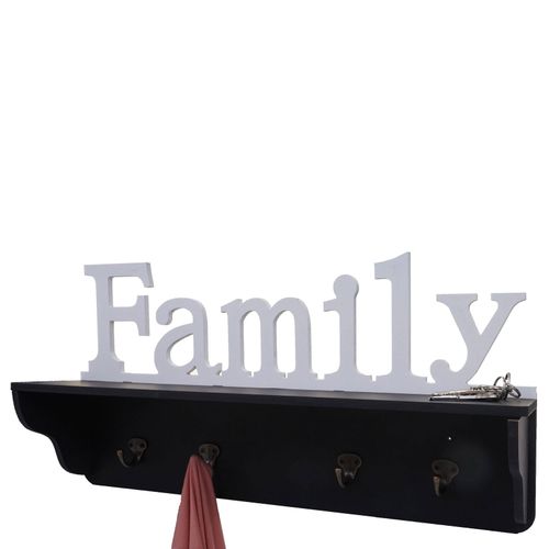 4057651266664 - Wandgarderobe MCW-D41 Family Garderobe Regal 4 Haken massiv 30x60x13cm ~ schwarz weiß 4057651266664 - Wandgarderobe MCW-D41 Family Garderobe Regal 4 Haken massiv 30x60x13cm ~ schwarz weiß