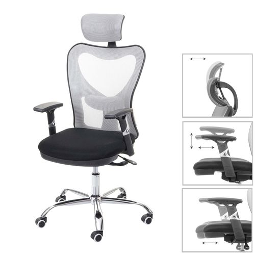 4057651311715 - Bürostuhl MCW-F13 Schreibtischstuhl Drehstuhl Sliding-Funktion 150kg belastbar Stoff Textil ~ schwarz grau