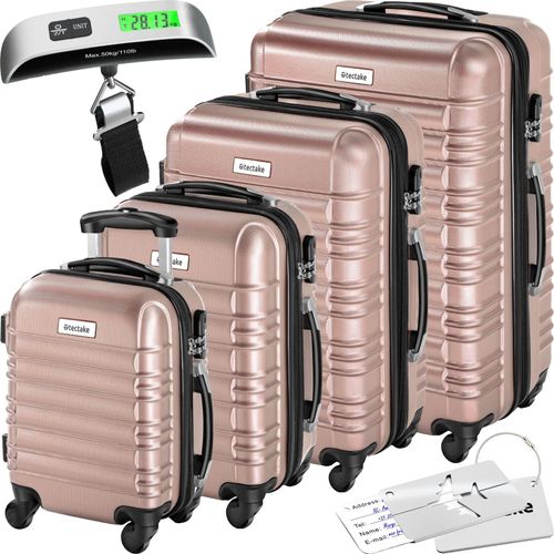 4061173255730 - tectake® Hartschalenkoffer-Set 4-teilig aus robustem ABS-Kunststoff inkl Kofferwaage und -anhänger 360° drehbare abnehmbare Rollen mit Sicherheits-Zahlenschloss