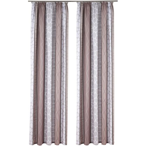 6944185496248 - Vorhang MY HOME Gosen Gardinen Gr 145 cm Kräuselband 140 cm grau (grau braun) Kräuselband Gardine Gardine Fertiggardine blickdicht