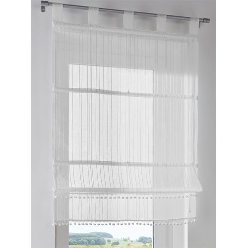 6930325796125 - Raffrollo HEINE HOME Gr 5 weiß (sanftes weiß) Raffrollos 130cm Schlaufen 120cm B120cm H130cm