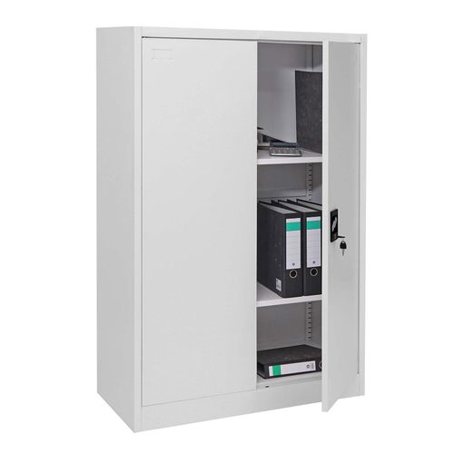 4057651411064 - Aktenschrank MCW-H17 Stahlschrank Büroschrank Schrank 2 Türen abschließbar Metall ~ 140x90x40cm grau 4057651411064 - Aktenschrank MCW-H17 Stahlschrank Büroschrank Schrank 2 Türen abschließbar Metall ~ 140x90x40cm grau