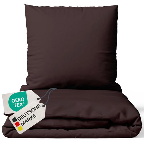 4255636629637 - NYVI Bettwäsche Set DreamScience Renforcé Uni - Atmungsaktiv & Weich - 100% Baumwolle - Mit Reißverschluss Größe155x220 + 80x80 cm Farbebraun 4255636629637 - NYVI Bettwäsche Set DreamScience Renforcé Uni - Atmungsaktiv & Weich - 100% Baumwolle - Mit Reißverschluss Größe155x220 + 80x80 cm Farbebraun