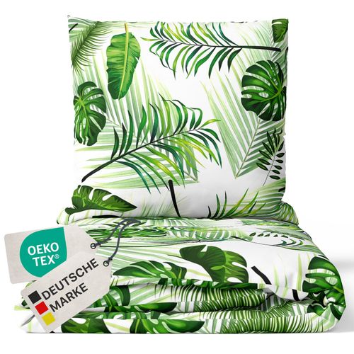 4255636629088 - NYVI Bettwäsche Set DreamScience Mikrofaser Design - Atmungsaktiv & Weich - Mit Reißverschluss Größe135x200 + 80x80 cm FarbeLeaves 4255636629088 - NYVI Bettwäsche Set DreamScience Mikrofaser Design - Atmungsaktiv & Weich - Mit Reißverschluss Größe135x200 + 80x80 cm FarbeLeaves