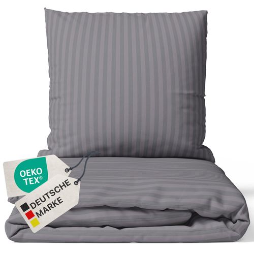 4255636629163 - NYVI Bettwäsche Set DreamScience Mikrofaser Damast - Atmungsaktiv & Weich - Mit Reißverschluss Größe135x200 + 80x80 cm Farbegrau 4255636629163 - NYVI Bettwäsche Set DreamScience Mikrofaser Damast - Atmungsaktiv & Weich - Mit Reißverschluss Größe135x200 + 80x80 cm Farbegrau