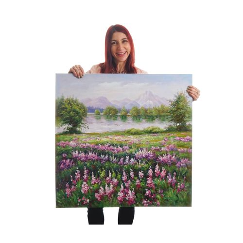 4052826182534 - Wandbild Blumenwiese 100% handgemaltes Ölgemälde Gemälde XL 80x80cm 4052826182534 - Wandbild Blumenwiese 100% handgemaltes Ölgemälde Gemälde XL 80x80cm