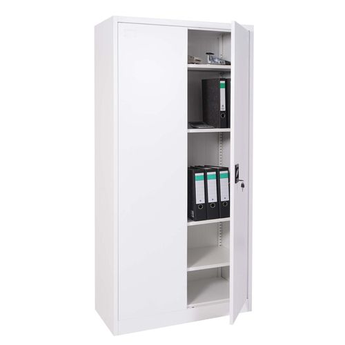 4057651410968 - Aktenschrank MCW-H17 Stahlschrank Büroschrank Schrank 2 Türen abschließbar Metall ~ 185x90x40cm weiß 4057651410968 - Aktenschrank MCW-H17 Stahlschrank Büroschrank Schrank 2 Türen abschließbar Metall ~ 185x90x40cm weiß