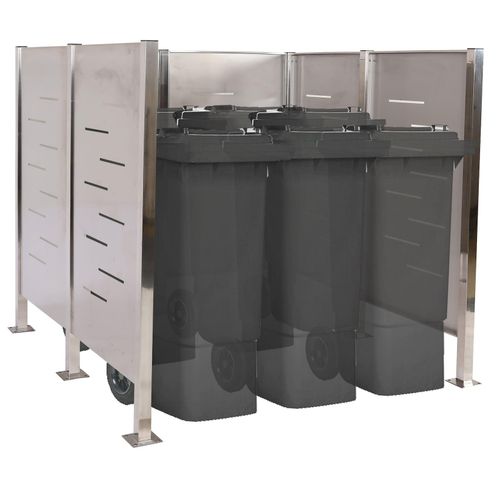 4057651602783 - Mülltonnen-Zaun MCW-J55 Mülltonnenverkleidung Mülltonnenaufbewahrung 151x165x165cm Metall ~ Edelstahl 4057651602783 - Mülltonnen-Zaun MCW-J55 Mülltonnenverkleidung Mülltonnenaufbewahrung 151x165x165cm Metall ~ Edelstahl