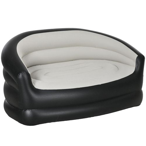 4255633564177 - Aufblasbares Sofa mit weichem Plüsch schwarz (Farbe grau schwarz) 4255633564177 - Aufblasbares Sofa mit weichem Plüsch schwarz (Farbe grau schwarz)