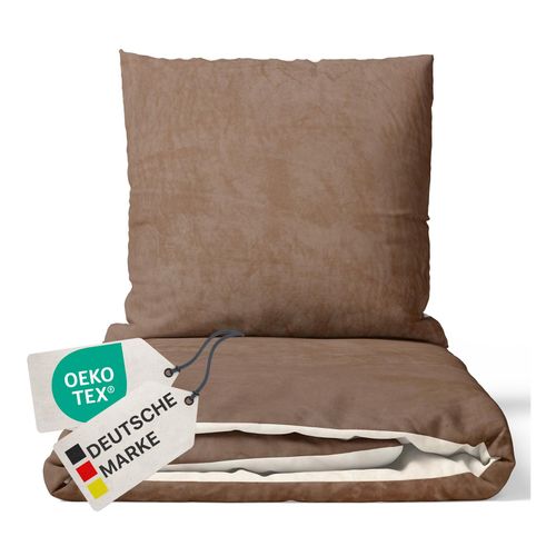 4255636630114 - NYVI Winter Bettwäsche Set DreamScience Cashmere Touch - Kuschelweich & Wärmend - Mit Reißverschluss Größe135x200 + 80x80 cm Farbenougat natur 4255636630114 - NYVI Winter Bettwäsche Set DreamScience Cashmere Touch - Kuschelweich & Wärmend - Mit Reißverschluss Größe135x200 + 80x80 cm Farbenougat natur