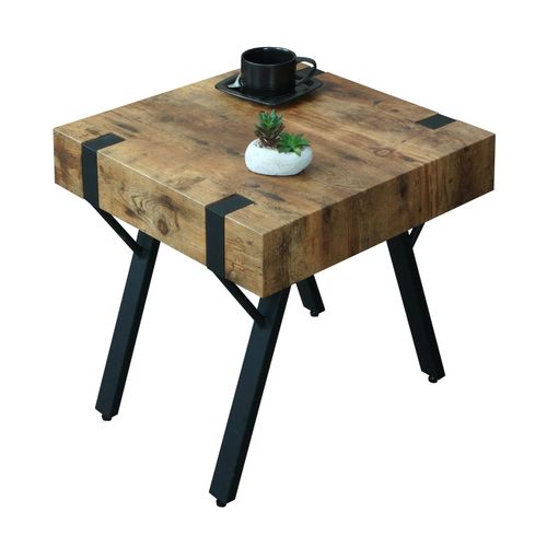 4057651571409 - Beistelltisch MCW-L54 Kaffeetisch Nachttisch Loungetisch Couchtisch Metall MDF 50x50x50cm ~ dunkle Wildeiche