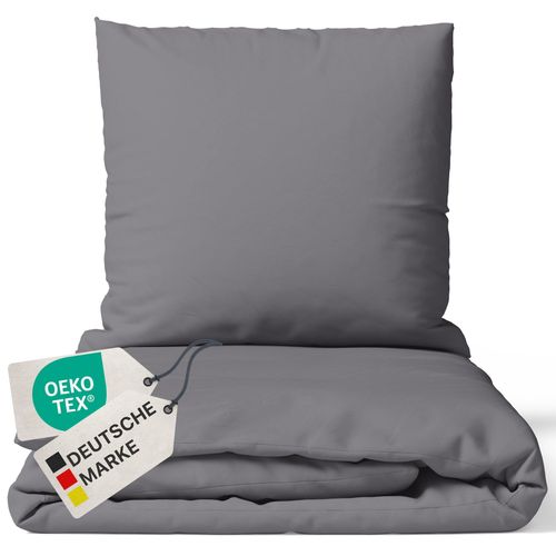 4255636629620 - NYVI Bettwäsche Set DreamScience Renforcé Uni - Atmungsaktiv & Weich - 100% Baumwolle - Mit Reißverschluss Farbegrau Größe155x220 + 80x80 cm 4255636629620 - NYVI Bettwäsche Set DreamScience Renforcé Uni - Atmungsaktiv & Weich - 100% Baumwolle - Mit Reißverschluss Farbegrau Größe155x220 + 80x80 cm