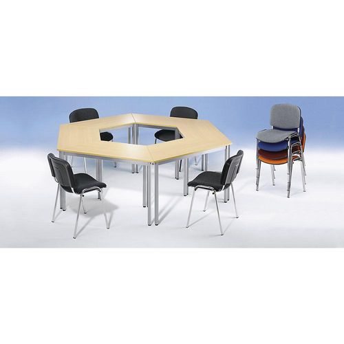 3700245503744 - eurokraft basic Mehrzwecktisch trapezförmig HxBxT 740 x 1200 x 600 mm Platte Buche-Dekor Gestell schwarz 3700245503744 - eurokraft basic Mehrzwecktisch trapezförmig HxBxT 740 x 1200 x 600 mm Platte Buche-Dekor Gestell schwarz
