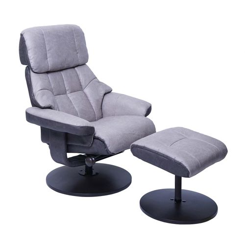 4057651320502 - Relaxsessel MCW-F21 Fernsehsessel Hocker Stoff Textil 110kg belastbar ~ grafit-hellgrau