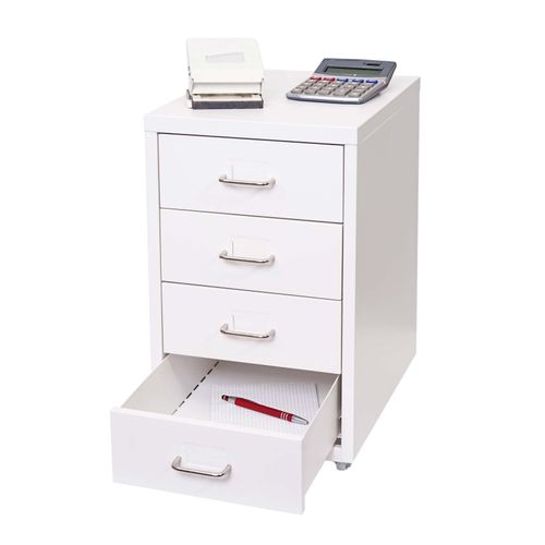 4057651429984 - Rollcontainer Preston T851 Schubladenschrank Stahlschrank Büroschrank 48x28x41cm 4 Schubladen ~ weiß 4057651429984 - Rollcontainer Preston T851 Schubladenschrank Stahlschrank Büroschrank 48x28x41cm 4 Schubladen ~ weiß