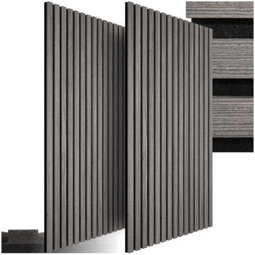 4061173281470 - tectake® 2er Set Akustikpaneele Holzoptik in Eiche hellgrau MDF und Echtholzfurnier je 60 x 120 x 21 cm Größe flexibel anpassbar 4061173281470 - tectake® 2er Set Akustikpaneele Holzoptik in Eiche hellgrau MDF und Echtholzfurnier je 60 x 120 x 21 cm Größe flexibel anpassbar