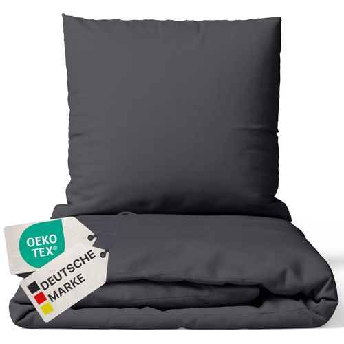 4255636628524 - NYVI Bettwäsche Set DreamScience Mikrofaser Uni - Atmungsaktiv & Weich - Mit Reißverschluss Größe135x200 + 80x80 cm Farbeanthrazit 4255636628524 - NYVI Bettwäsche Set DreamScience Mikrofaser Uni - Atmungsaktiv & Weich - Mit Reißverschluss Größe135x200 + 80x80 cm Farbeanthrazit