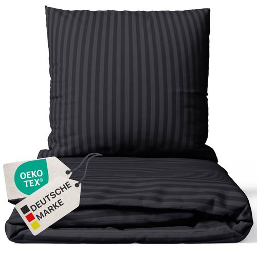 4255636629231 - NYVI Bettwäsche Set DreamScience Mikrofaser Damast - Atmungsaktiv & Weich - Mit Reißverschluss Farbeschwarz Größe155x220 + 80x80 cm 4255636629231 - NYVI Bettwäsche Set DreamScience Mikrofaser Damast - Atmungsaktiv & Weich - Mit Reißverschluss Farbeschwarz Größe155x220 + 80x80 cm