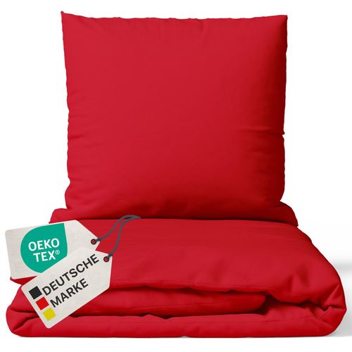4255636629507 - NYVI Bettwäsche Set DreamScience Renforcé Uni - Atmungsaktiv & Weich - 100% Baumwolle - Mit Reißverschluss Größe135x200 + 80x80 cm Farberot 4255636629507 - NYVI Bettwäsche Set DreamScience Renforcé Uni - Atmungsaktiv & Weich - 100% Baumwolle - Mit Reißverschluss Größe135x200 + 80x80 cm Farberot