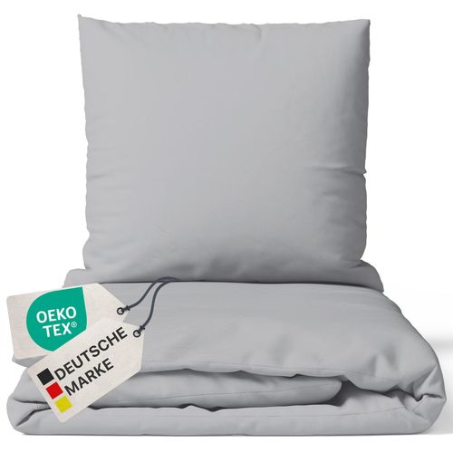 4255636629644 - NYVI Bettwäsche Set DreamScience Renforcé Uni - Atmungsaktiv & Weich - 100% Baumwolle - Mit Reißverschluss Größe155x220 + 80x80 cm Farbesilber 4255636629644 - NYVI Bettwäsche Set DreamScience Renforcé Uni - Atmungsaktiv & Weich - 100% Baumwolle - Mit Reißverschluss Größe155x220 + 80x80 cm Farbesilber