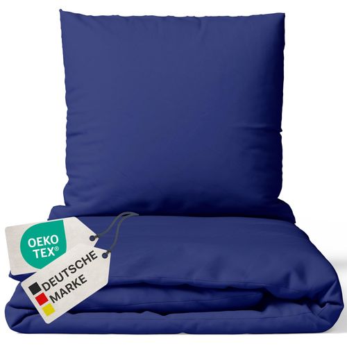 4255636629484 - NYVI Bettwäsche Set DreamScience Renforcé Uni - Atmungsaktiv & Weich - 100% Baumwolle - Mit Reißverschluss Größe135x200 + 80x80 cm Farbenavyblau 4255636629484 - NYVI Bettwäsche Set DreamScience Renforcé Uni - Atmungsaktiv & Weich - 100% Baumwolle - Mit Reißverschluss Größe135x200 + 80x80 cm Farbenavyblau
