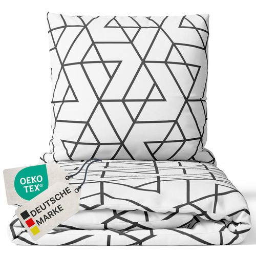 4255636629101 - NYVI Bettwäsche Set DreamScience Mikrofaser Design - Atmungsaktiv & Weich - Mit Reißverschluss Größe155x220 + 80x80 cm FarbeGeo 4255636629101 - NYVI Bettwäsche Set DreamScience Mikrofaser Design - Atmungsaktiv & Weich - Mit Reißverschluss Größe155x220 + 80x80 cm FarbeGeo