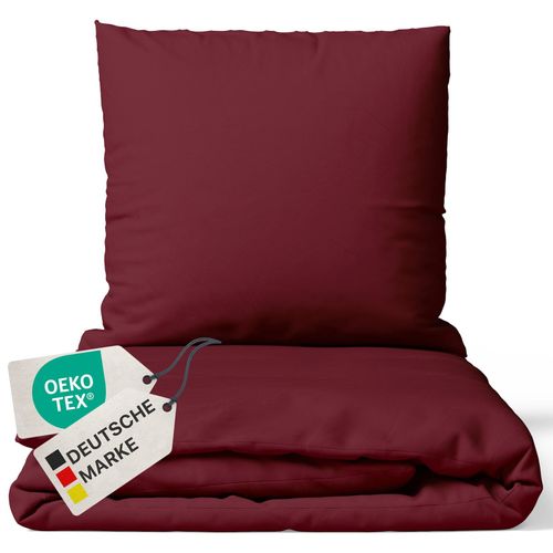4255636629491 - NYVI Bettwäsche Set DreamScience Renforcé Uni - Atmungsaktiv & Weich - 100% Baumwolle - Mit Reißverschluss Größe135x200 + 80x80 cm Farbebordeaux 4255636629491 - NYVI Bettwäsche Set DreamScience Renforcé Uni - Atmungsaktiv & Weich - 100% Baumwolle - Mit Reißverschluss Größe135x200 + 80x80 cm Farbebordeaux