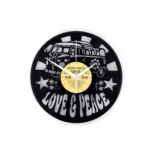 5400837150353 - Wanduhr »Yesterdays Vinyl Love & Peace Ø 30 cm Gold Schwarz« 5400837150353 - Wanduhr »Yesterdays Vinyl Love & Peace Ø 30 cm Gold Schwarz«