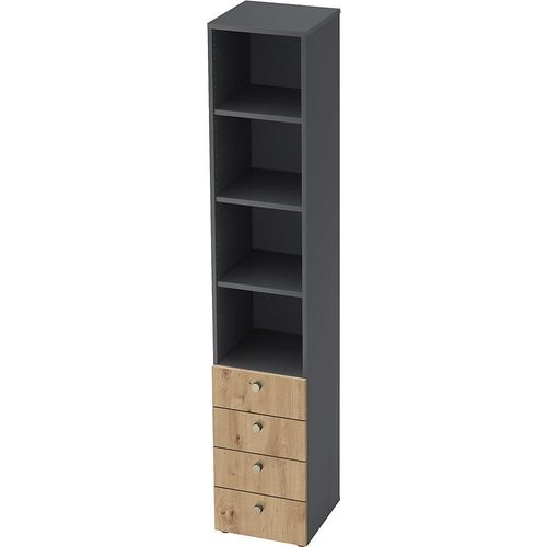 4032062187999 - eurokraft pro Kombi-Schrank 3 Fachböden 4 Schubladen graphit Asteiche 4032062187999 - eurokraft pro Kombi-Schrank 3 Fachböden 4 Schubladen graphit Asteiche