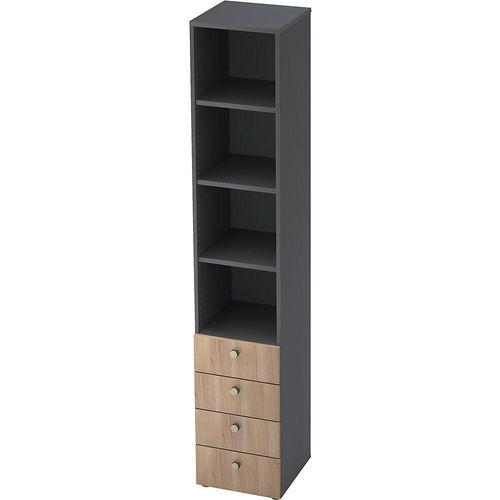 4032062159408 - eurokraft pro Kombi-Schrank 3 Fachböden 4 Schubladen graphit Nussbaum-Dekor 4032062159408 - eurokraft pro Kombi-Schrank 3 Fachböden 4 Schubladen graphit Nussbaum-Dekor