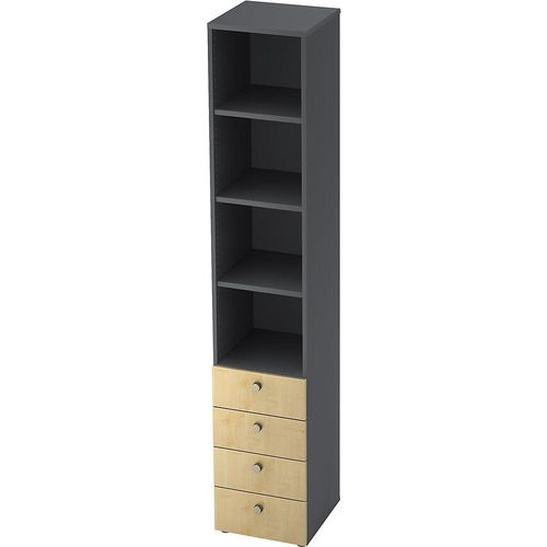 4032062159378 - eurokraft pro Kombi-Schrank 3 Fachböden 4 Schubladen graphit Ahorn-Dekor 4032062159378 - eurokraft pro Kombi-Schrank 3 Fachböden 4 Schubladen graphit Ahorn-Dekor