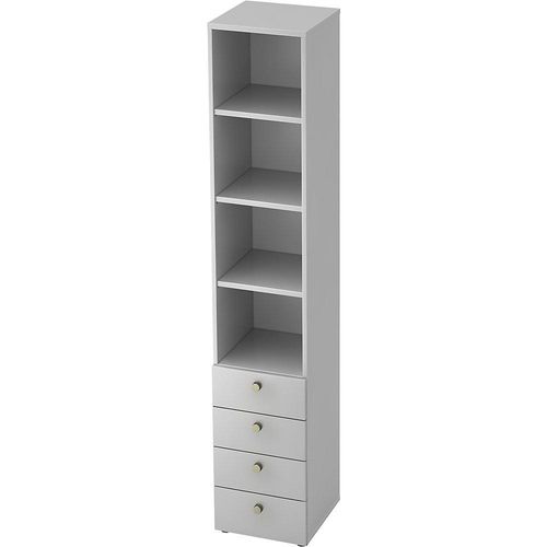 4032062156155 - eurokraft pro Kombi-Schrank 3 Fachböden 4 Schubladen weiß alusilber 4032062156155 - eurokraft pro Kombi-Schrank 3 Fachböden 4 Schubladen weiß alusilber
