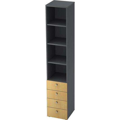 4032062159392 - eurokraft pro Kombi-Schrank 3 Fachböden 4 Schubladen graphit Buche 4032062159392 - eurokraft pro Kombi-Schrank 3 Fachböden 4 Schubladen graphit Buche