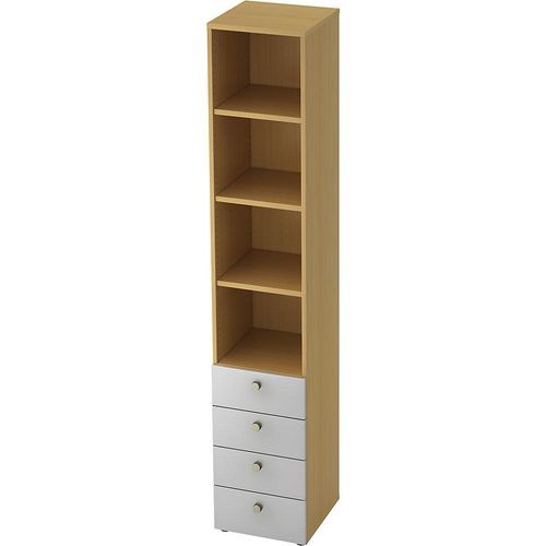 4032062025918 - eurokraft pro Kombi-Schrank 3 Fachböden 4 Schubladen Buche alusilber 4032062025918 - eurokraft pro Kombi-Schrank 3 Fachböden 4 Schubladen Buche alusilber