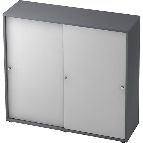 4032062160282 - eurokraft pro Schiebetürenschrank 2 Fachböden Mitteltrennwand graphit alusilber 4032062160282 - eurokraft pro Schiebetürenschrank 2 Fachböden Mitteltrennwand graphit alusilber